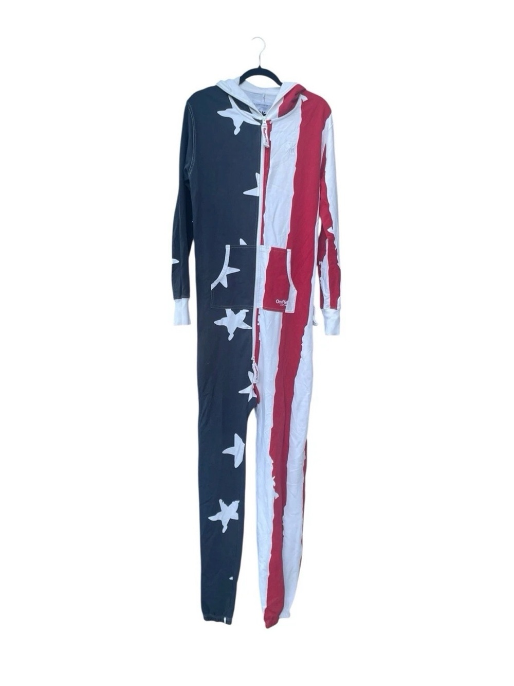Onepiece Stars & Stripes Hooded Jumpsuit - Red, White & Blue